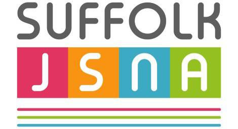 The Suffolk JSNA Logo,  Top line Suffolk in grey block capitals, middle row a pink square containing the letter J, and orange square containing the letter S, a blue square containing the letter n and a green square containing the letter A.  Bottom is three lines one pink, one green, one blue.